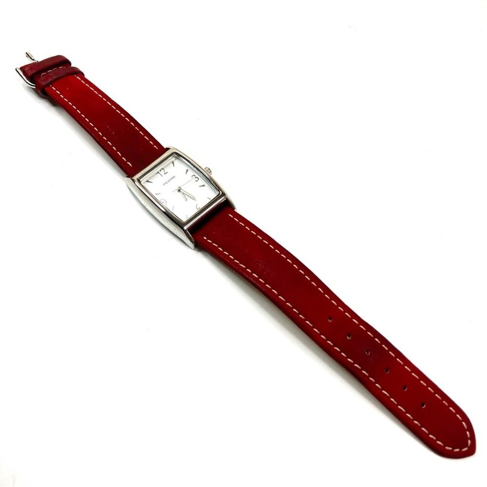 Pedre | Vintage Red Genuine Leather Silver Watch